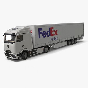3D Electric Truck with FedEx Freight Trailer Rigged for Maya