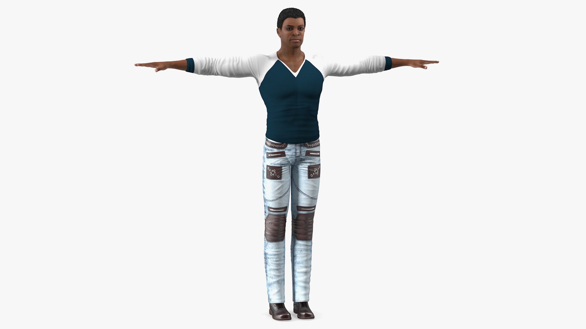 light skin city style man t pose3d模型