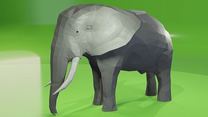 African Elephant Low Poly