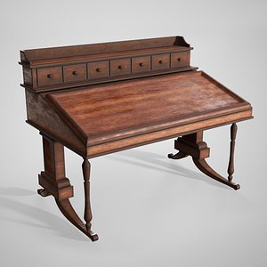 Antique Writing Desk - Victorian Carved Wooden Table model