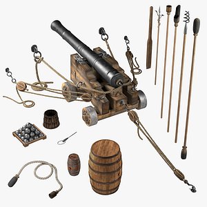 Realistic Generic Naval Saker Size Cannon Set