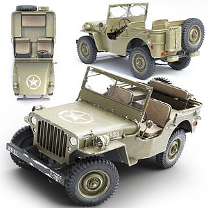 3D army willys jeep