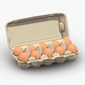 3D Supermarket Eggs Container 02 Low Poly PBR Realistic model
