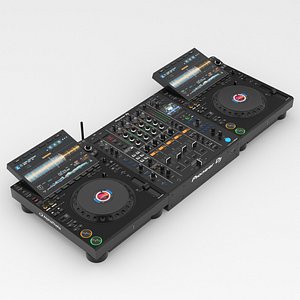 3D model DJ Mixer Pioneer DJM A9 and Pioneer CDJ 3000X 3D Model