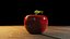 apple red with leaf lowpoly