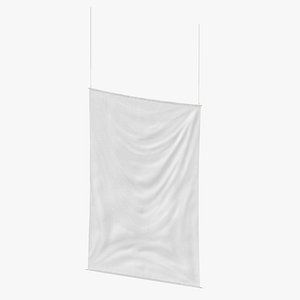 banner waving vertical white 3D model