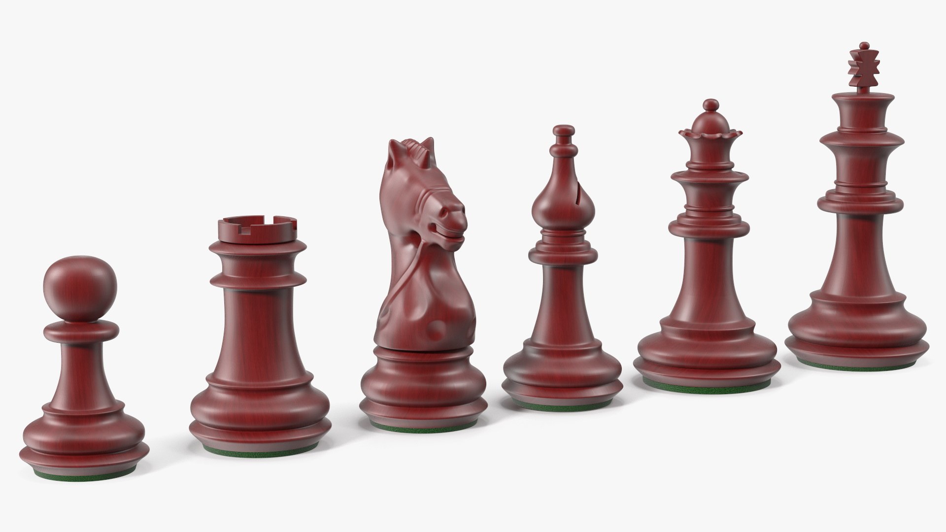 Red Chess Figures Set 3D model preview