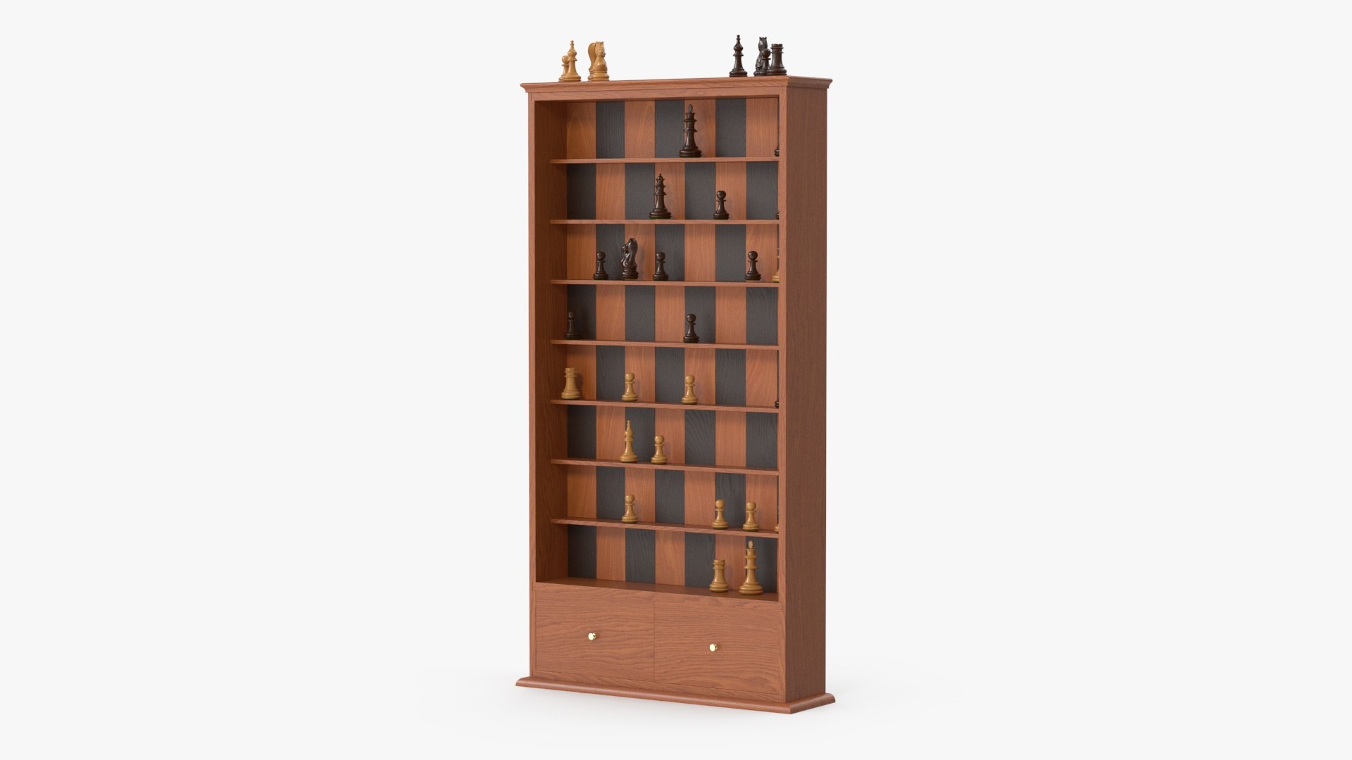 Straight Up Wooden Chess Board 3D model preview