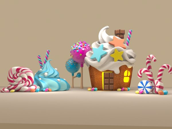sweet cake house icecream 3D model