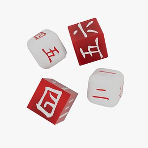 3D Dice Japanese Numbers model