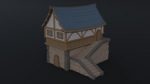 3D model Low-poly Cartoon medieval house 2 Polygonal Style