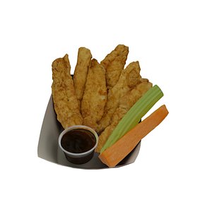 low poly model of Breaded deep fried chicken finger