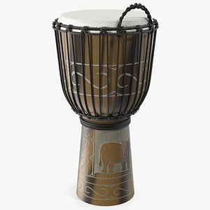 3D hand carved rope djembe model