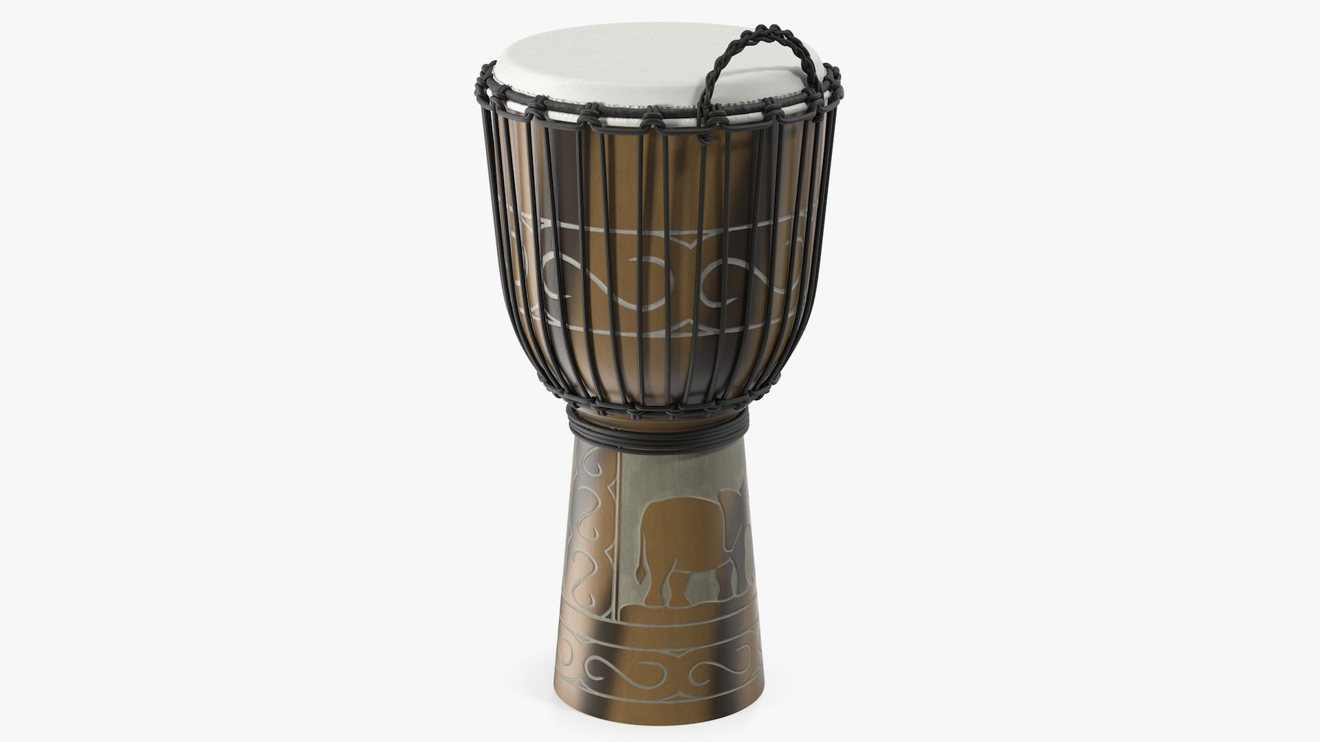 Hand Carved Rope Djembe 3D model preview
