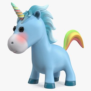 Blue Cartoon Unicorn Rigged for Maya 3D model