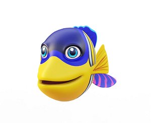 Angel fish animated low poly toon