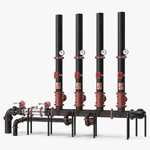 Industrial Multiple Vertical Pipes System 3D model
