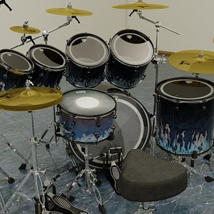 3d drum set kit 7pc