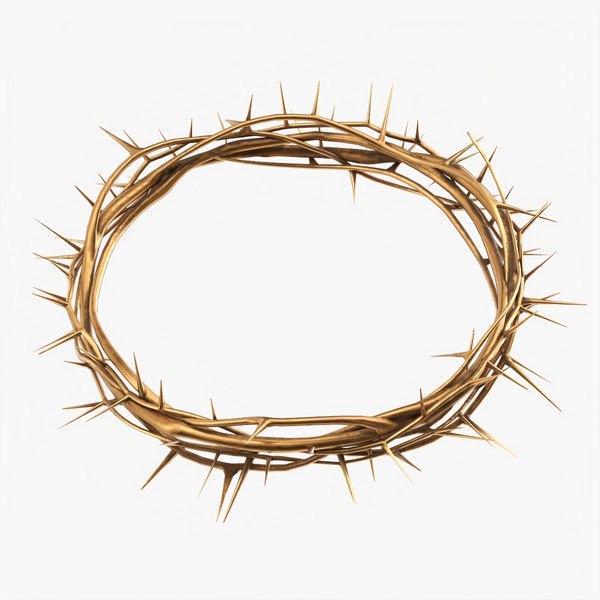 3D Crown of thorns metal gold model