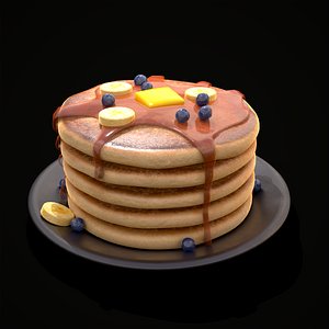 3D Blueberry Banana Pancakes model