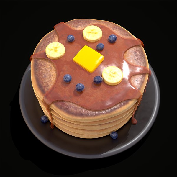 3D Blueberry Banana Pancakes model - TurboSquid 1955318