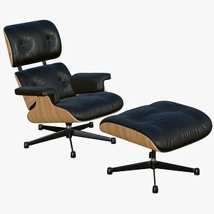 Eames Lounge Chair Leather Black 3D model