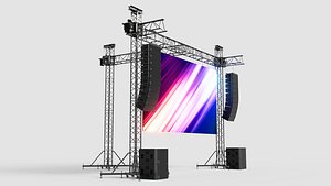 3D Truss Linearray Speakers and Led Screen Model