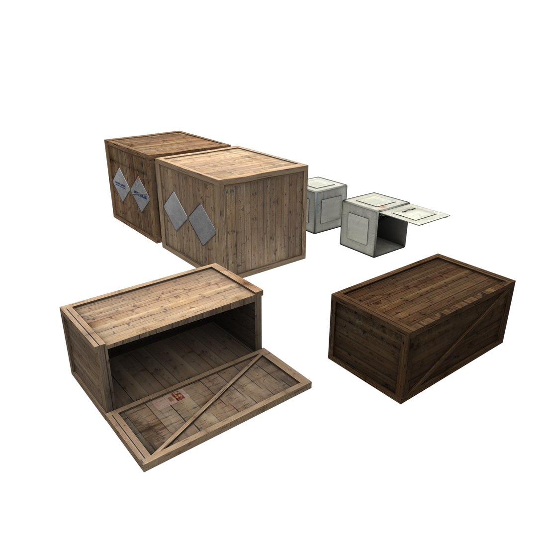 3d wooden crate model