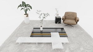 Rail Coffee Table by Baxter Italy - Model for Cinema 4D with Corona Renderer