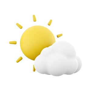 3d weather sun cloud icon 3D