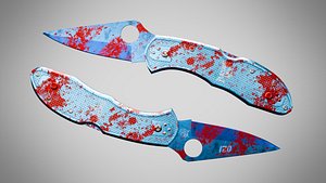 3D Knife 9 Blue Eyes FT With Blood