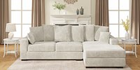 American Simple Living Room with Light Gray L-shaped Fabric Sectional Sofa 3D Interior Scene