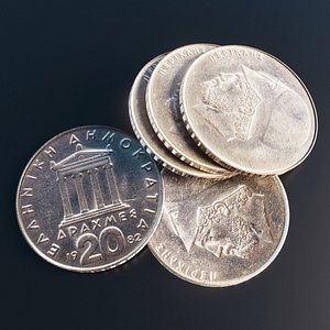 Greek 20 drachmas coin
