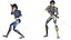 Cartoon 3D Rigged Sci-Fi Blue Fighter Girl-Eilva Character Model