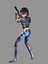 Cartoon 3D Rigged Sci-Fi Blue Fighter Girl-Eilva Character Model