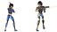 Cartoon 3D Rigged Sci-Fi Blue Fighter Girl-Eilva Character Model