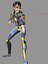 Cartoon 3D Rigged Sci-Fi Blue Fighter Girl-Eilva Character Model