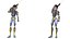 Cartoon 3D Rigged Sci-Fi Blue Fighter Girl-Eilva Character Model