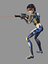 Cartoon 3D Rigged Sci-Fi Blue Fighter Girl-Eilva Character Model