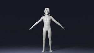 Stylized Male Body Base Mesh 3D Model Rigged with IKFK Switch GameAnimation Ready 3D