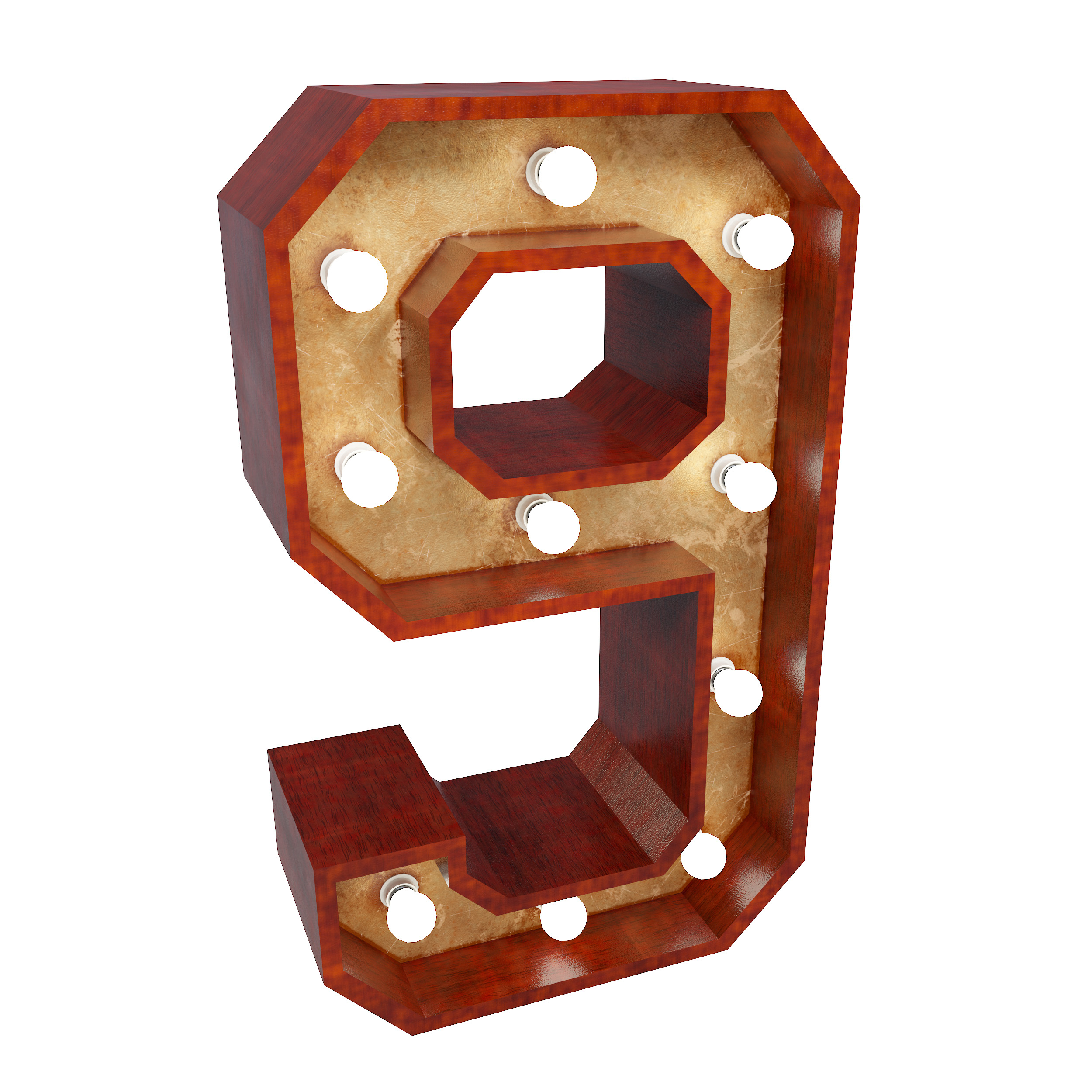 Marquee number nine wooden led glow sign 3dmodel 3D model - TurboSquid ...