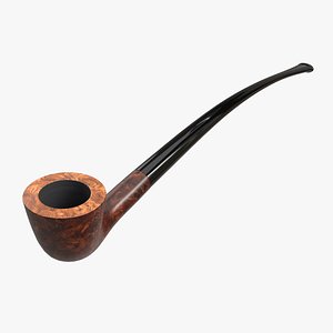 Smoking Pipe Long Briar Wood 04 3D