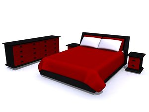 3d model of bedroom furniture bed