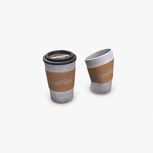 3D model Old Paper Coffee Cup Low-poly PBR