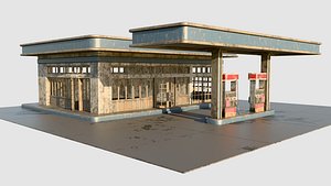 Abandoned Gas Station - PBR Game Ready Environment
