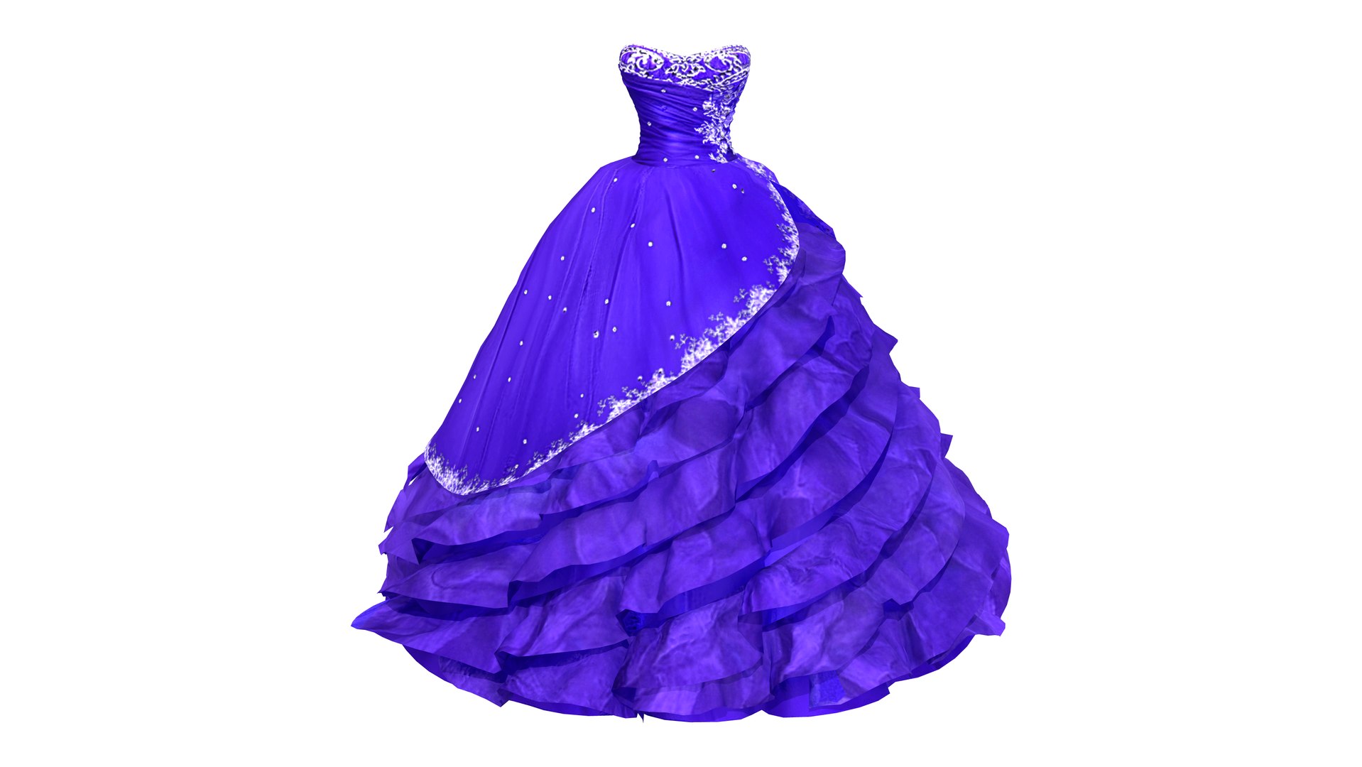 Strapless Ball Gown with Ruffles 3D model https://p.turbosquid.com/ts-thumb/hX/eOnKmA/bv/preview1/png/1647029217/1920x1080/fit_q87/ad1e93706aab975d940a37c7284c4090891a1029/preview1.jpg
