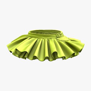 Green Flared Out Ruffled Layered Mini Female Skirt