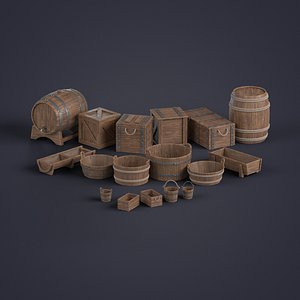 3D Wooden Medieval Pack - Storage model
