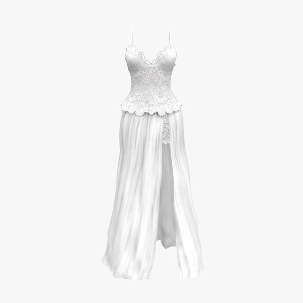3D Beach Wedding Dress model