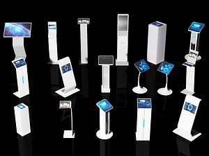 3D model White Digital Signage and Interactive Display Terminals Pack